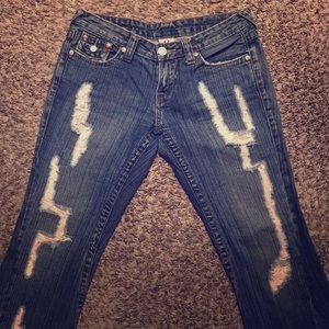True Religion Destroyed Flare Jeans